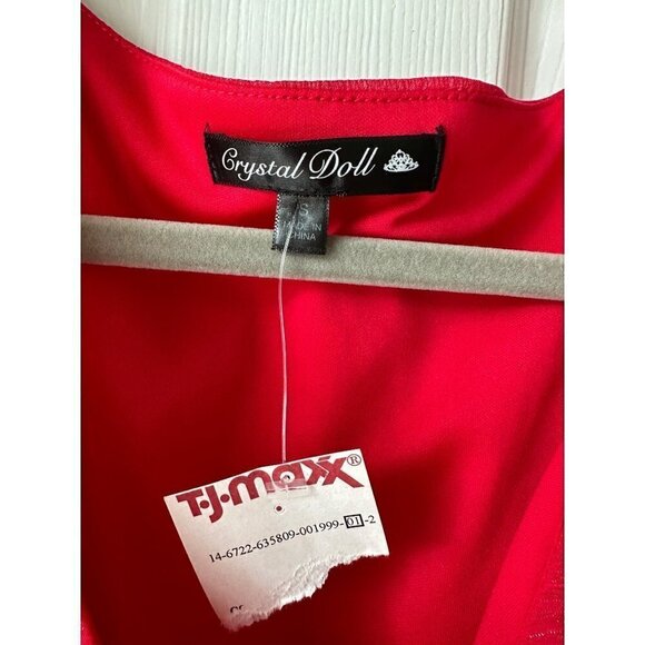 Crystal Doll Red Shiny Ruffle Dress Size Small - NWT - Picture 7 of 8